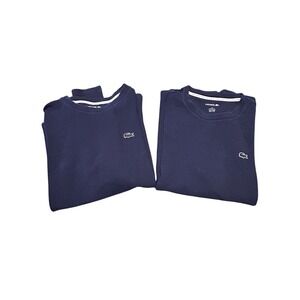Lacoste Thermal Shirt Mens XL Navy Blue Waffle Knit Sleepwear Set 2 Long Sleeve